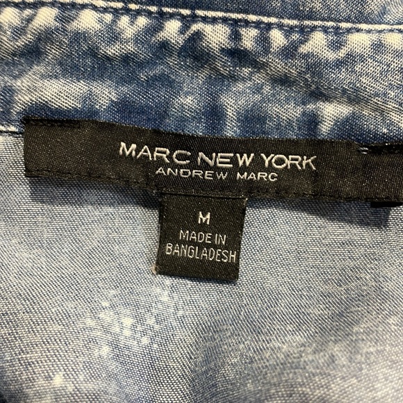 Ladies acid wash chambray button up shirt dress with pockets. - Picture 3 of 5